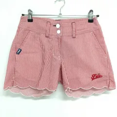 【超美品】フィラゴルフ ショートパンツ レッド×白 ストライプ レディース S ゴルフウェア FILA GOLF