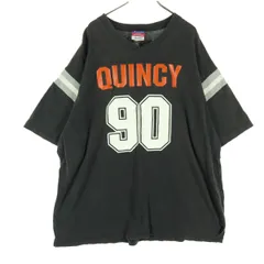 Champion チャンピオン プリント 半袖 Vネック Tシャツ XXL グレー メンズ 古着