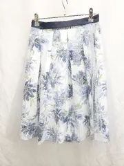 ◇ ⊂ JUSGLITTY 2WAY 花柄 チュール 膝丈 フレア スカート サイズ1 ブルー ホワイト マルチ レディース P  【1408200038486】
