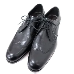 ランバン LANVIN ビジネスシューズ レザー ウイングチップ 26 黒 ブラック /RT ■GY17のサムネイル