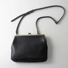 美品 クレドラン CLEDRAN ジップxがま口ショルダーバッグ/ブラック レザー クロスボディ 牛革 ポシェット【2400014487435】