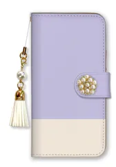 AQUOS R8 SH-52D ケース 手帳型 アクオスR8 スマホケース パール デコ付き ストラップ付 バイカラー 無地 ツートン シンプル かわいい おしゃれ 水色 ピンク パステルカラー カラー02