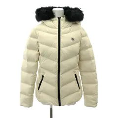 カルバンクライン CALVIN KLEIN ファー フード ダウンジャケット ジップアップ S オフホワイト /HK ■OSのサムネイル