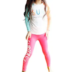 ☆ ピンク ☆ 2XL ☆ 水着 女の子 子供 長袖 上下セット かわいい kswa7012 水着 長袖 女の子 セパレート フィットネス水着 ラッシュガード レギンス スイムスーツ スイムウェア 子供水着 みずぎ セットアップ 子供 子ども こども キッズ