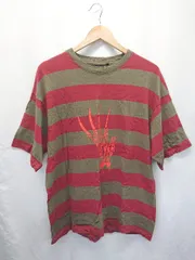 ◇ Θ φ niko and … ニコアンド ボーダー柄 半袖 Tシャツ カットソー サイズM カーキ レッド メンズ E  【1503040003547】