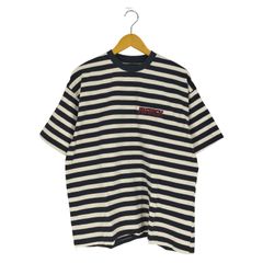 アヴィレックス AVIREX ロゴ刺繍 ワイドシルエット ボーダー クルーネック Tシャツ メンズ import：M 