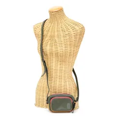 コーチ COACH ミニ エッジ ダブル ポーチ クロスボディ ウィズ コーチ パッチ スムース カーフレザー 5798 ショルダーバッグ クロスボディ 斜め掛け カメラバッグ ポシェット オリーブ (カーキ) / オレンジ 美品 中古 mat25004