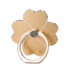 スマホリング スタンド 携帯リング 落下防止 片手操作 動画スタンド対応 ホールドリング クローバー (ゴールド) [ゴールド]