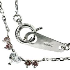 ハートモチーフ ハートダイヤモンド 0.06ct ピンクダイヤ 0.05ct ネックレス K18WGホワイトゴールド 18金  1.5g 40cm レディース 【中古】【真子質店】【NN】