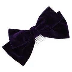 髪飾り リボン 卒業式 袴 深紫 濃紫 パープル ベロア コーム 大きめ 大人可愛い レトロ 大正ロマン 粋 日本製 お洒落 成人式 No.9-5243