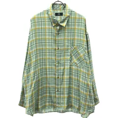 HARE ハレ 日本製 チェック柄 長袖 ドロップショルダー シャツ S グリーン系 メンズ 古着