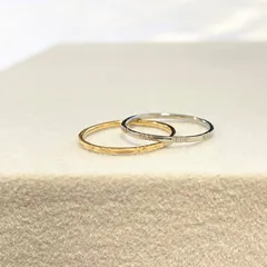 2色 カットリング  ステンレスリング ステンレス指輪 ピンキーリング