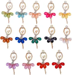 PH PandaHall バレエ チャーム 約14個 14色 合金 ペンダント 銀古美 バレエダンサー柄 踊り子柄 カン付き 可愛い メタルチャーム 金具パーツ ジュェリー製作 DIY用品 手芸用品 手作り素材 混合色( バレエ 14色)