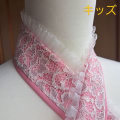 No.707　晴れの日　かわいさアップ　子供用　伊達襟　伊達衿　重ね衿　4WAY　七五三　ひなまつり　お正月　前撮り　パステルピンク　白シルバー　白　フリル