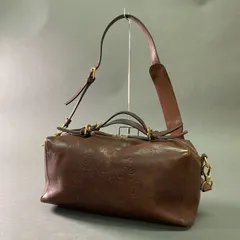 Db28 RALPH LAUREN ラルフローレン ミニボストンバッグ レザーバッグ ショルダーバッグ 2way 裏地チェック柄  ブラウン 本革のサムネイル