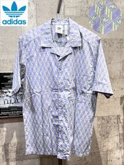 アディダス オリジナルス トレフォイル 半袖 モノグラムシャツ オープンカラーシャツ M adidas
