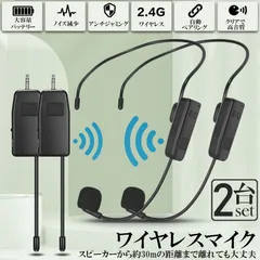 ワイヤレスマイク 2セット ヘッドセット 無線 2.4G 無線マイク ヘッドセットマイク 耳掛式 拡声 録音マイク スマホ用 路線バス運転手用マイク ハンズフリーマイク 自動ペアのサムネイル