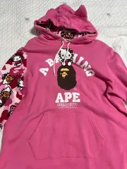 美品 A BATH ING APE カレッジロゴパーカー ピンク 希少サイズ 【公式