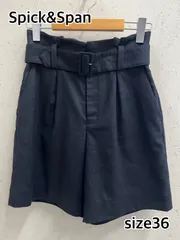 【お得】 Wお50　Spick&Span/スピックアンドスパン　ハーフパンツ　size36　黒/ブラック　ベルト付き　匿名配送
