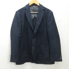 H■エディフィス/EDIFICE チェック柄 2Bテーラードジャケット【48】濃紺/MENS■65【中古】