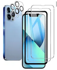 【2+2】iPhone13ProMax ガラスフィルム（２枚入り）＋ カメラフィルム（2枚入り）レンズ保護フィルム 全面保護フィルム 硬度9H 高透過率 飛散防止 強化ガラス 耐衝撃 液晶保護フィルム 指紋防止 気泡ゼロ 対応（ 6.7インチ）