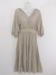 ◇ w closet ダブルクローゼット バックリボン カシュクール 七分袖 膝下丈 ワンピース サイズF ベージュ レディース P  【1301190020229】のサムネイル