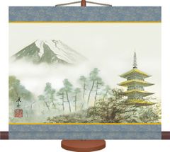 ミニ掛け軸-富士塔景/伊藤 渓山(専用飾りスタンド付き) KM1B6-008