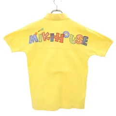 ミキハウス メンズ 日本製 バックロゴ ロゴ刺繍 半袖 ポロシャツ M イエロー系 mikihouse MENS 鹿の子 メンズ 【中古】  【230528】