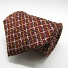 コムサデモードメン ブランド ネクタイ チェック柄 ドット 格子柄 シルク 日本製 PO メンズ ブラウン COMME CA DU MODE 【中古】