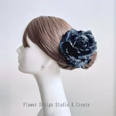 黒い薔薇の髪飾り　1点　黒　黒い薔薇　バラ　大きめ　花径12cm　フラメンコ　フローレス　花飾り　頭飾り　ブラック　バラ