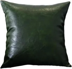 Queen-b クッションカバー 45x45cm 本革のような質感 PUレザー おしゃれ 座布団 背当て 枕 ソファー フェイクレザー 正方形 インテリア 装飾(ダークグリーン,  45cmx45cm(1 枚組))