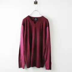 美品 メンズ LANVIN COLLECTION ランバンコレクション ウールシルク ハイゲージ バイカラーニットトップス 50/ワイン【2400013102599】のサムネイル
