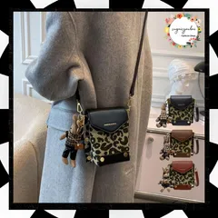 ミニ ショルダーバッグ レディース ポーチ レオパード柄 斜めがけバッグ キーホルダー付き スマホポシェット おしゃれ かわいい 小さめ 鞄 ミニバッグ ポシェット コンパクト 軽量 ヒョウ柄 お財布バッグ 韓国 アニマル柄 ミニ お出かけ TZM-277