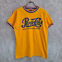 Pepsi cola ペプシコーラ ロゴプリント ペプシカラー 炭酸 イエロー　黄色 ブルー 青 ホワイト 白 レッド 赤 M Tシャツ トリムシャツ リンガーシャツ