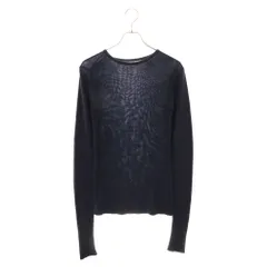 Yohji Yamamoto (ヨウジヤマモト) シルク混 ボートネックロングニットセーター レディース ネイビー FN-K13-550のサムネイル