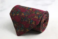サルヴァトーレフェラガモ ブランド ネクタイ 動物柄 馬 乗馬 シルク 伊製 PO メンズ ワインレッド Salvatore Ferragamo 【中古】