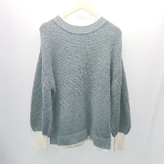 ◇ CLASSICAL　ELF　クラシカルエルフ レイヤード風　くすみカラー 長袖 ニット　セーター サイズM ブルー レディース E  【1304120026469】