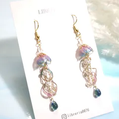 ミニくらげのピアス　【ピンク×紫×水色】