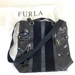 FURLA フルラ　2way トートバッグ　ショルダー　レザー　スウェード　ブラック