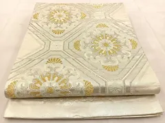 niko　未使用品　袋帯　丸文　ほていや　クリーム色系　長尺　G806 楽天市場】袋帯 正絹 未使用の通販