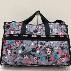 5180　LeSportsac レスポートサック　ラージウィークエンダー　ボストンバッグ　ショルダーバッグ　肩がけ　斜めがけ　クロスボディ　ハンドバッグ　トートバッグ　ナイロン　レディース　旅行　大容量　グレー系　ブルーグレー系　総柄