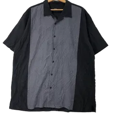 ALFANI オープンカラーシャツ 開襟 半袖 シャツ ボタンダウン オーバーサイズ ビッグシルエット ベトナム製 XL ブラック