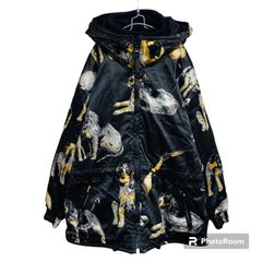 【超希少】80s - 90s OLD KENSHO ABE SPORTS Thinsalate DOG Printed Snow Parka ウェア パーカー Lサイズ レトロ ビンテージ ビッグシルエット【HO000005】