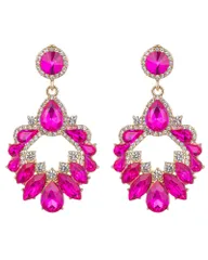 コンテスト ピアス ピンク ビジュー ロングピアス ドレス ビキニ 社交ダンス ステージ アクセサリー 大ぶりピアス ドレスアップ 結婚式 パーティ 