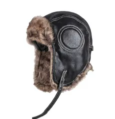 パイロットキャップ PU風 ロシア帽子 防風 防寒 耳あて付 冬 ロシア帽  冬  58cm RC3-1