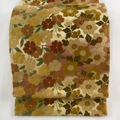 503y10☆袋帯 花唐草 菊 桜 松 鹿の子 金糸 唐織☆美品 成人式 結婚式 503y10☆袋帯 花唐草 菊 桜 松 鹿の子 金糸 唐織☆美品 成人式 結婚式