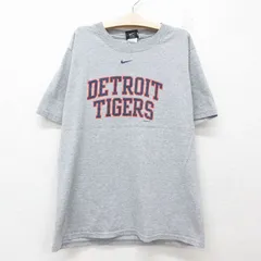 古着 ナイキ NIKE 半袖 ビンテージ Tシャツ キッズ ボーイズ 子供服 00s MLB デトロイトタイガース クルーネック グレー 霜降り メジャーリ