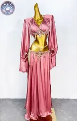 新品 未使用 新作 ベリーダンス オリエンタル衣装 ピンク ブラ スカート オーダーメイド