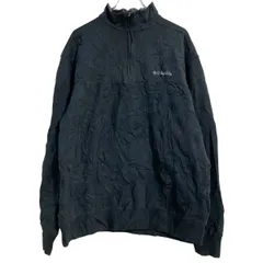 Columbia ロゴスウェット トレーナー Lブラック コロンビア アウトドア ハーフジップ 裏フリース 古着卸 アメリカ仕入 a702-7548