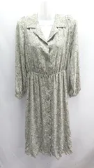 ◇ ◎ INGNI イング 総柄 長袖 ロング丈 ワンピース サイズM カーキ ブラウン レディース E  【1407180004771】